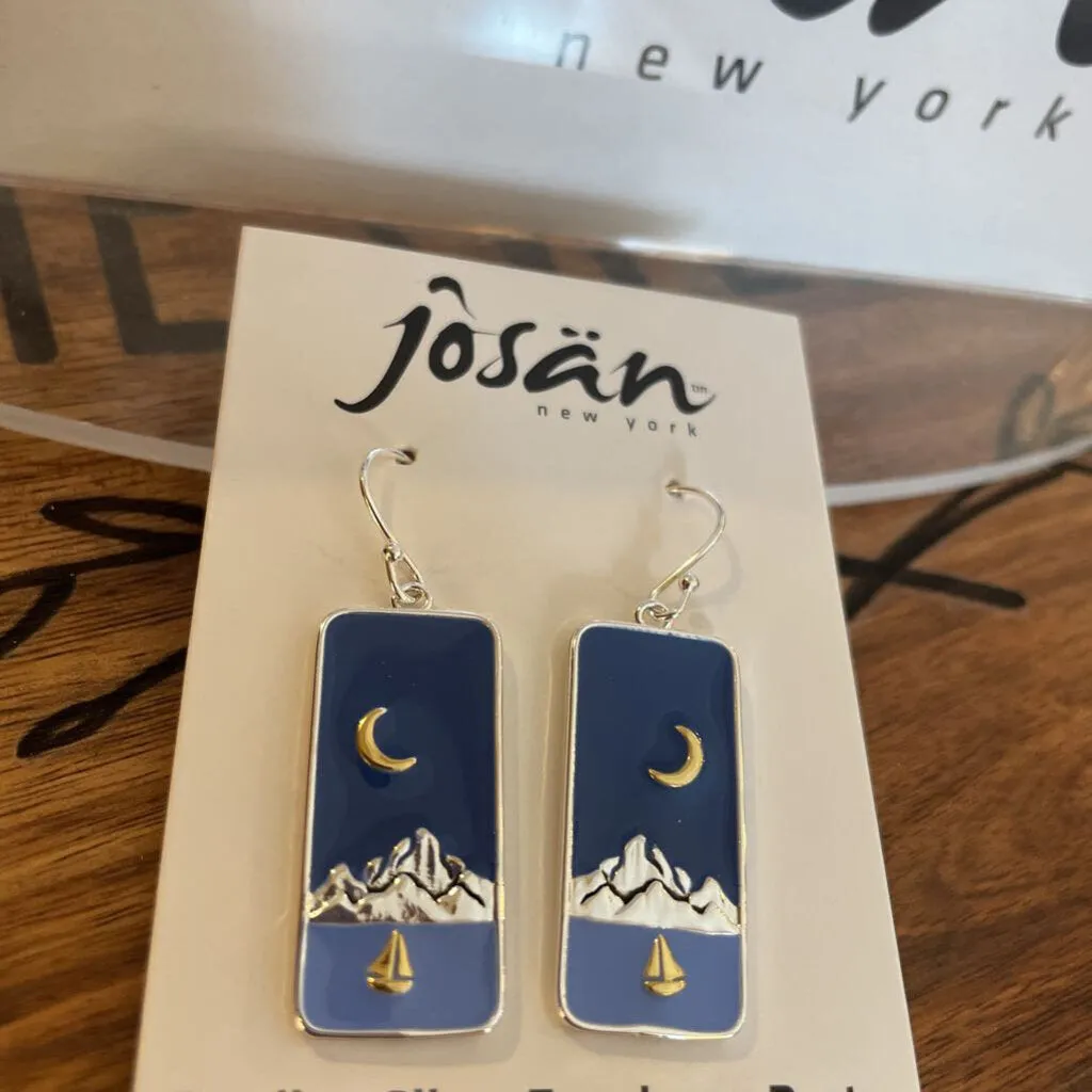 Josan SSW Moon Over Sailboat Mt Earrings