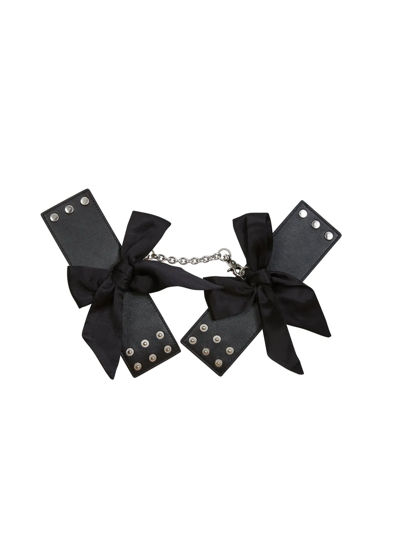 Leather Cuffs with Silk Bows