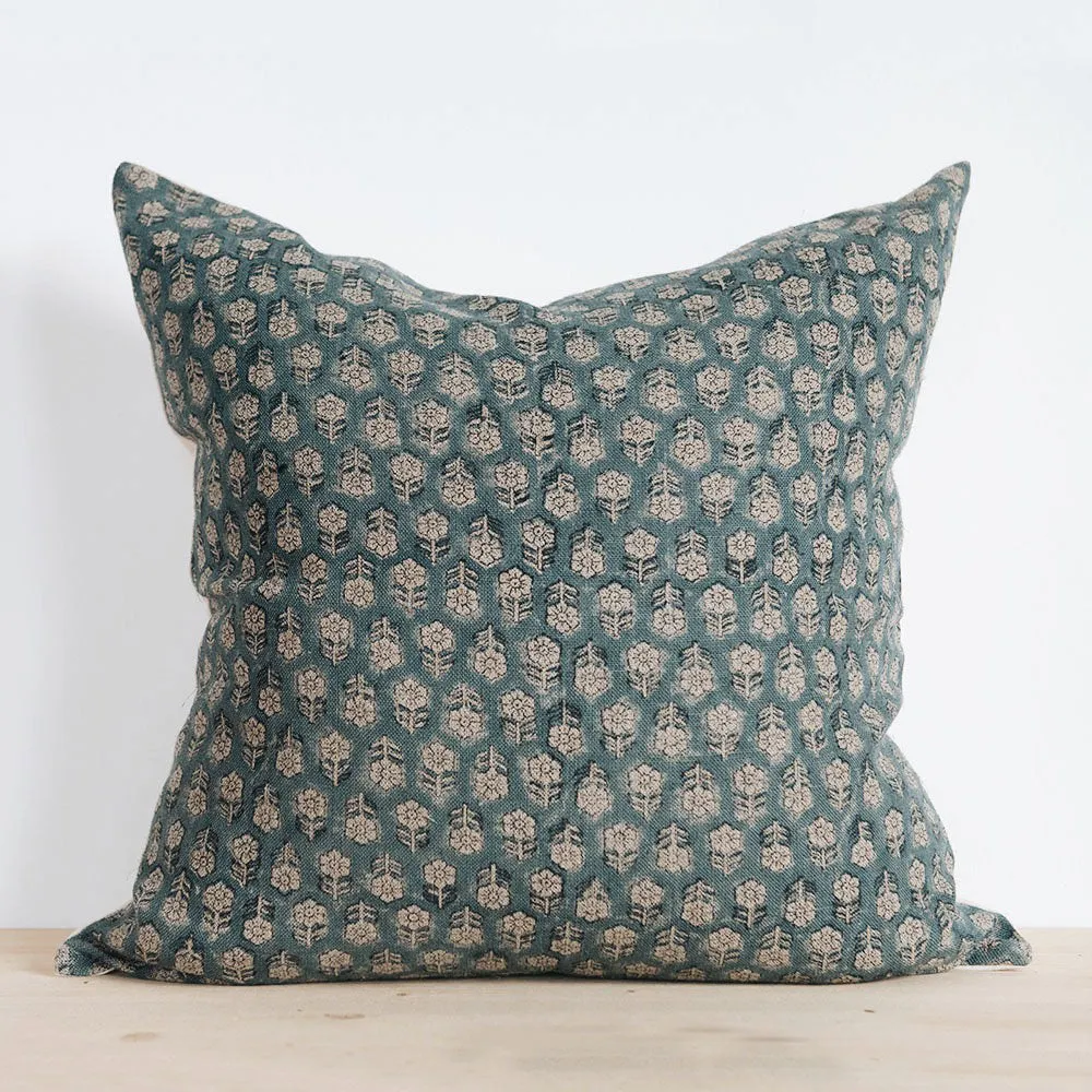 Linen Hand Block-Printed Pillow Cover No. 0269