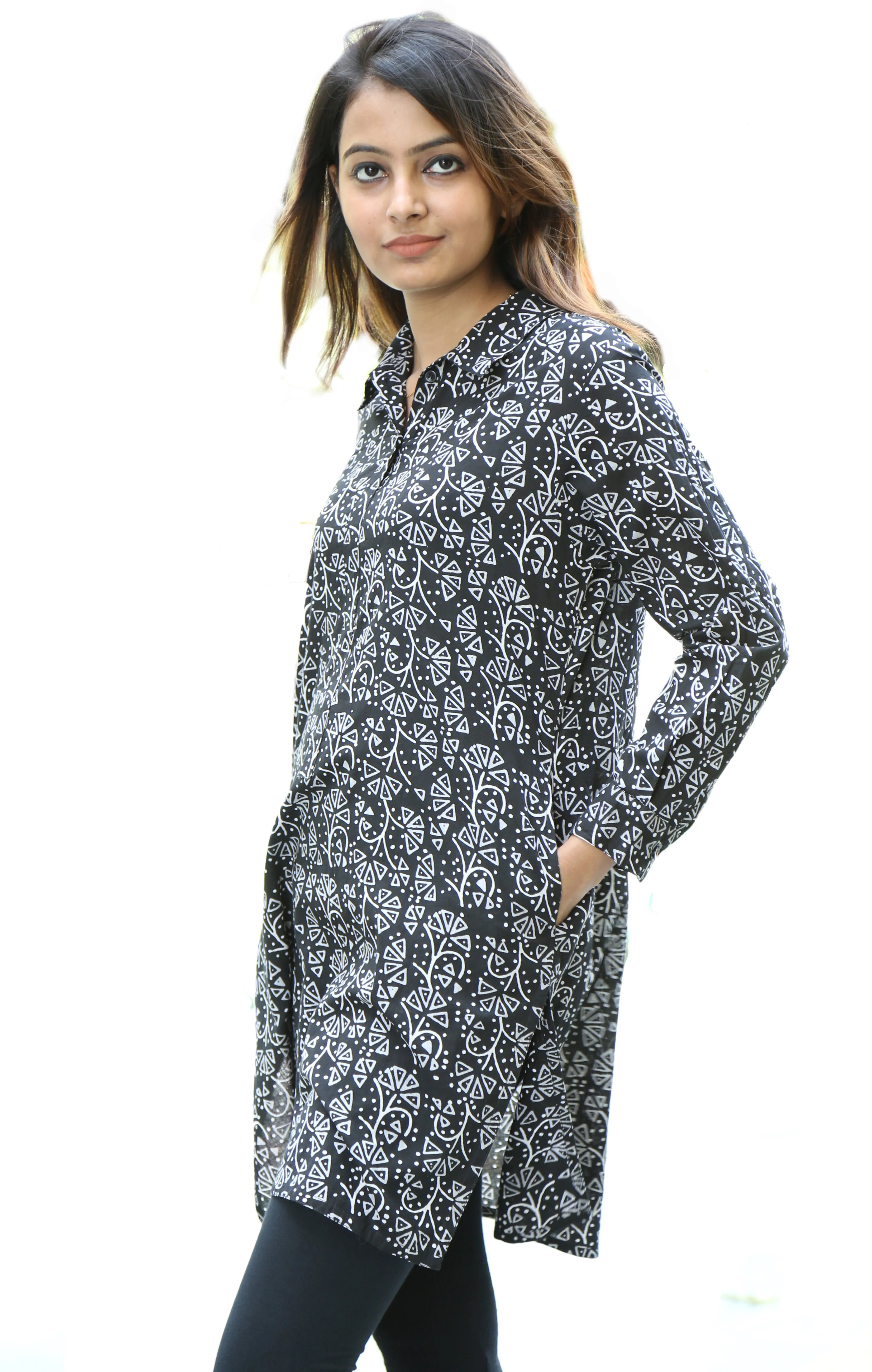 Madhuri Block Print Style Pure Cotton Shirt Tunic