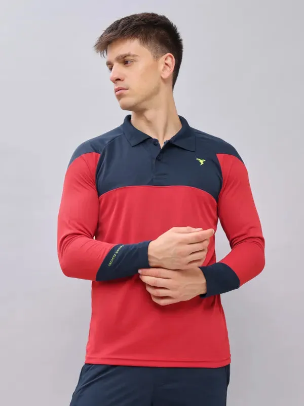 Men Colorblock Slim Fit Polo T-shirt with TECHNO COOL 