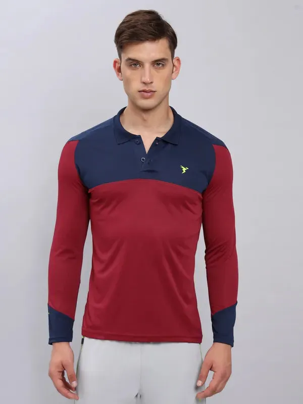 Men Colorblock Slim Fit Polo T-shirt with TECHNO COOL 