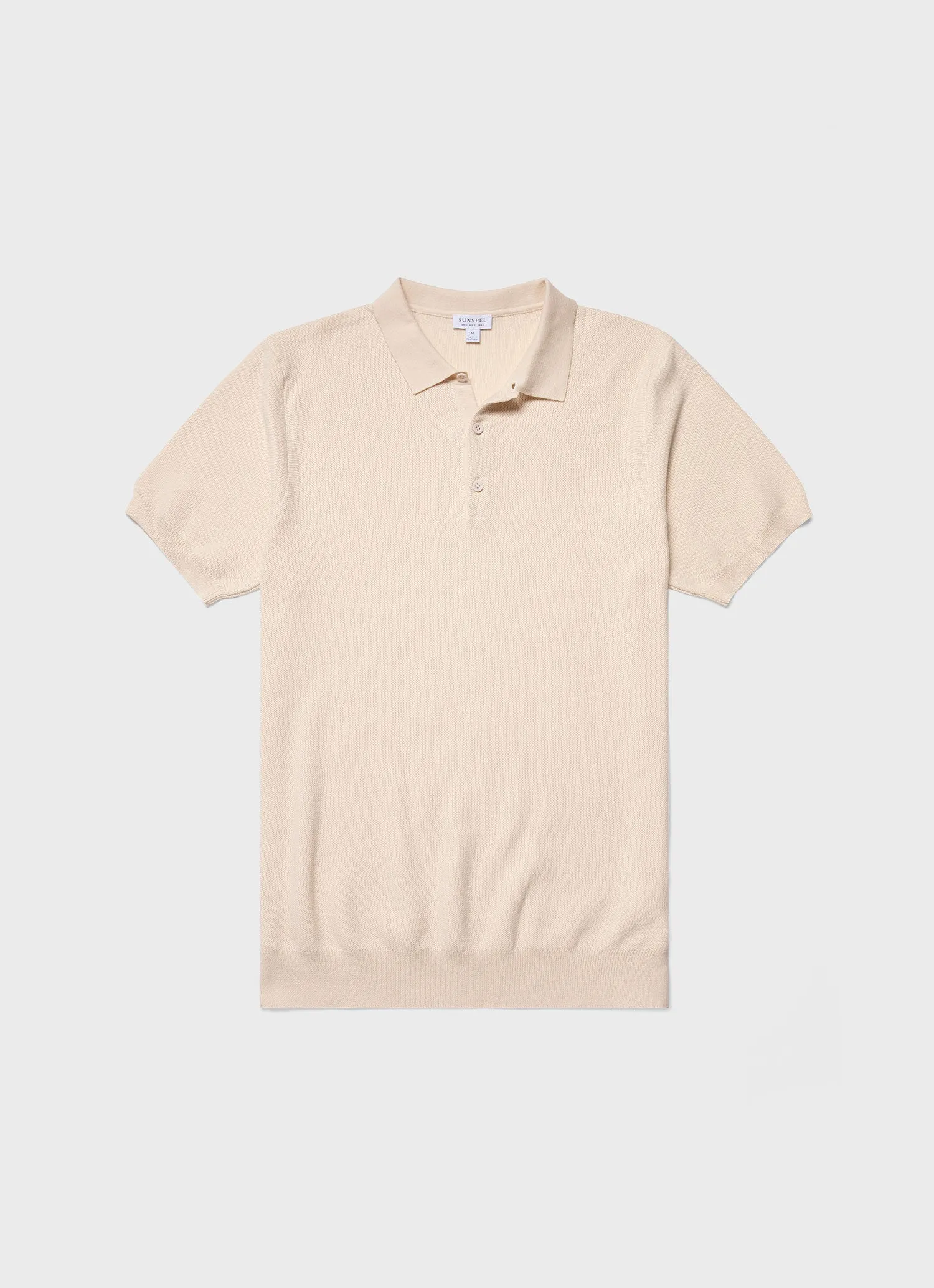 Men's Knit Polo Shirt in Ecru