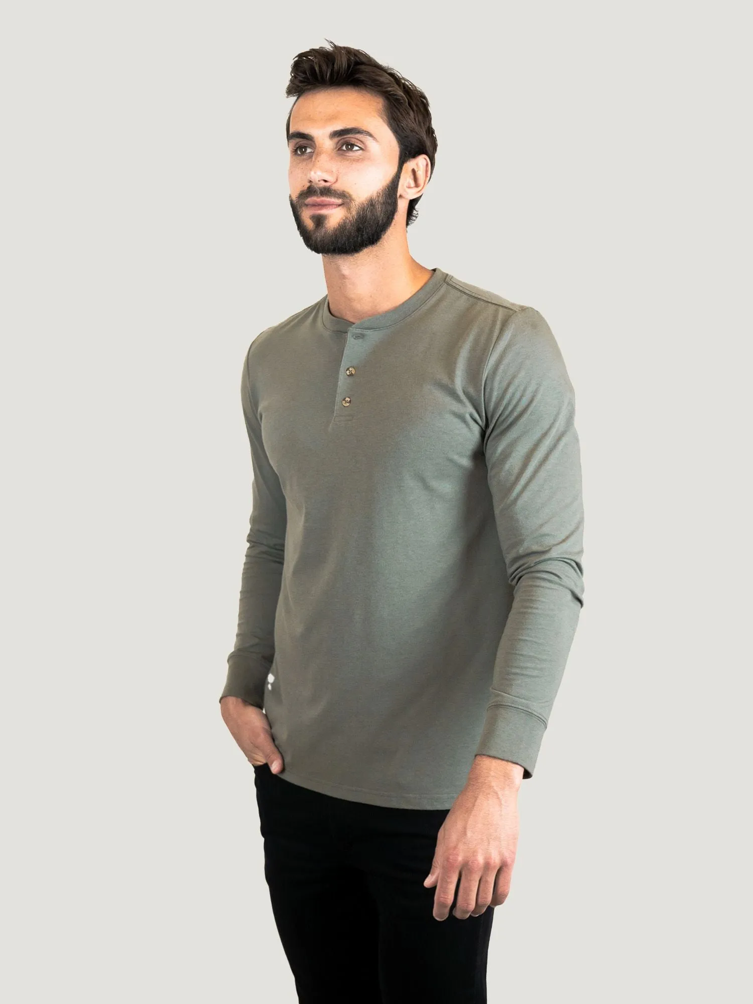 Mercury Green Long Sleeve Henley