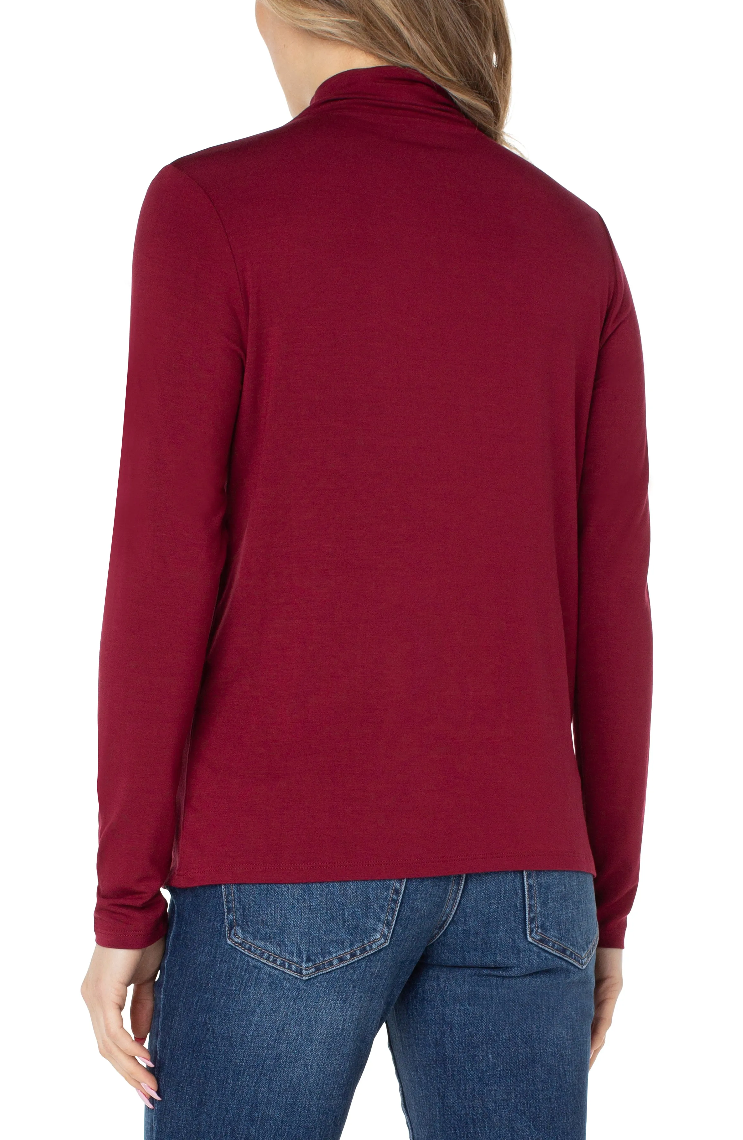 MOCK NECK LONG SLEEVE KNIT TOP