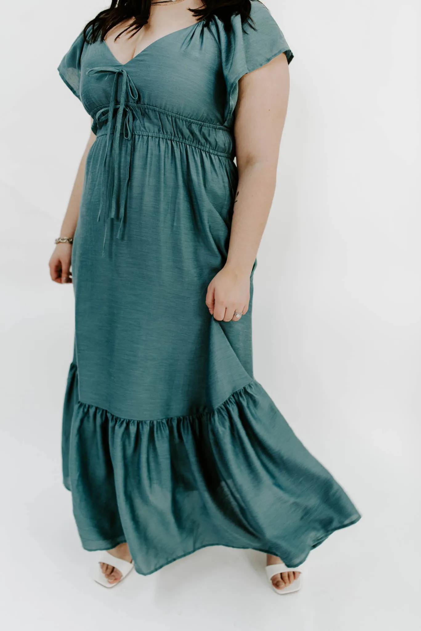 Must Be True Teal Ruffled Dress