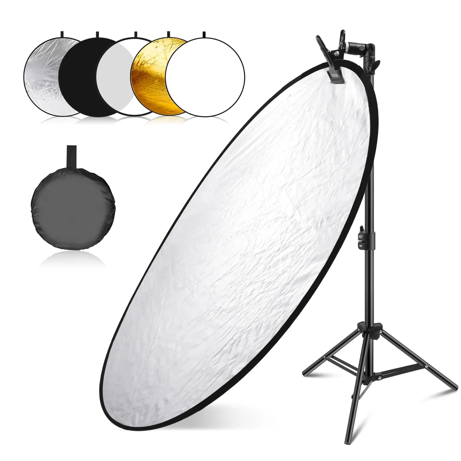 NEEWER 43”/110cm Light Reflector with Metal Clamp and Stand