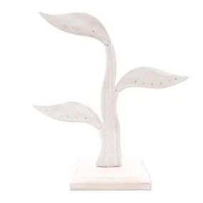 Novica Daun Salam In White Wood Jewelry Holder (10 Inch)