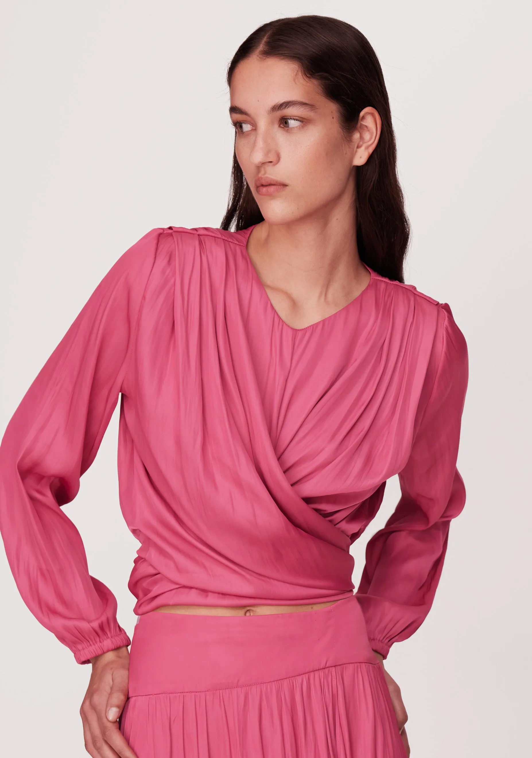 Oriana Wrap Top_Fuchsia