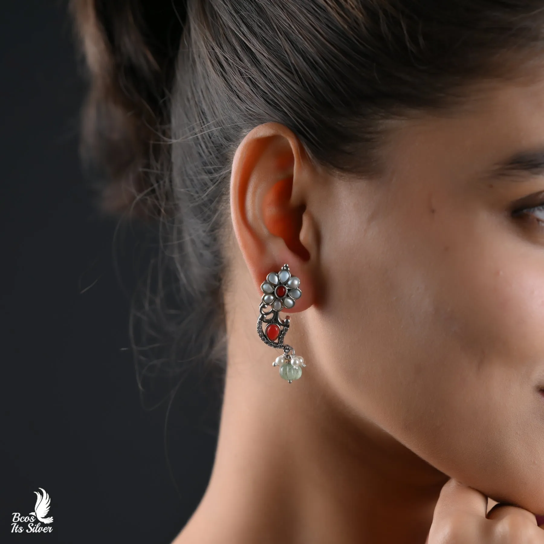 Oxidized Ear Stud - 6179