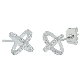 Paige Exhilerating 18k White Gold X Ring Pave Stud Earrings