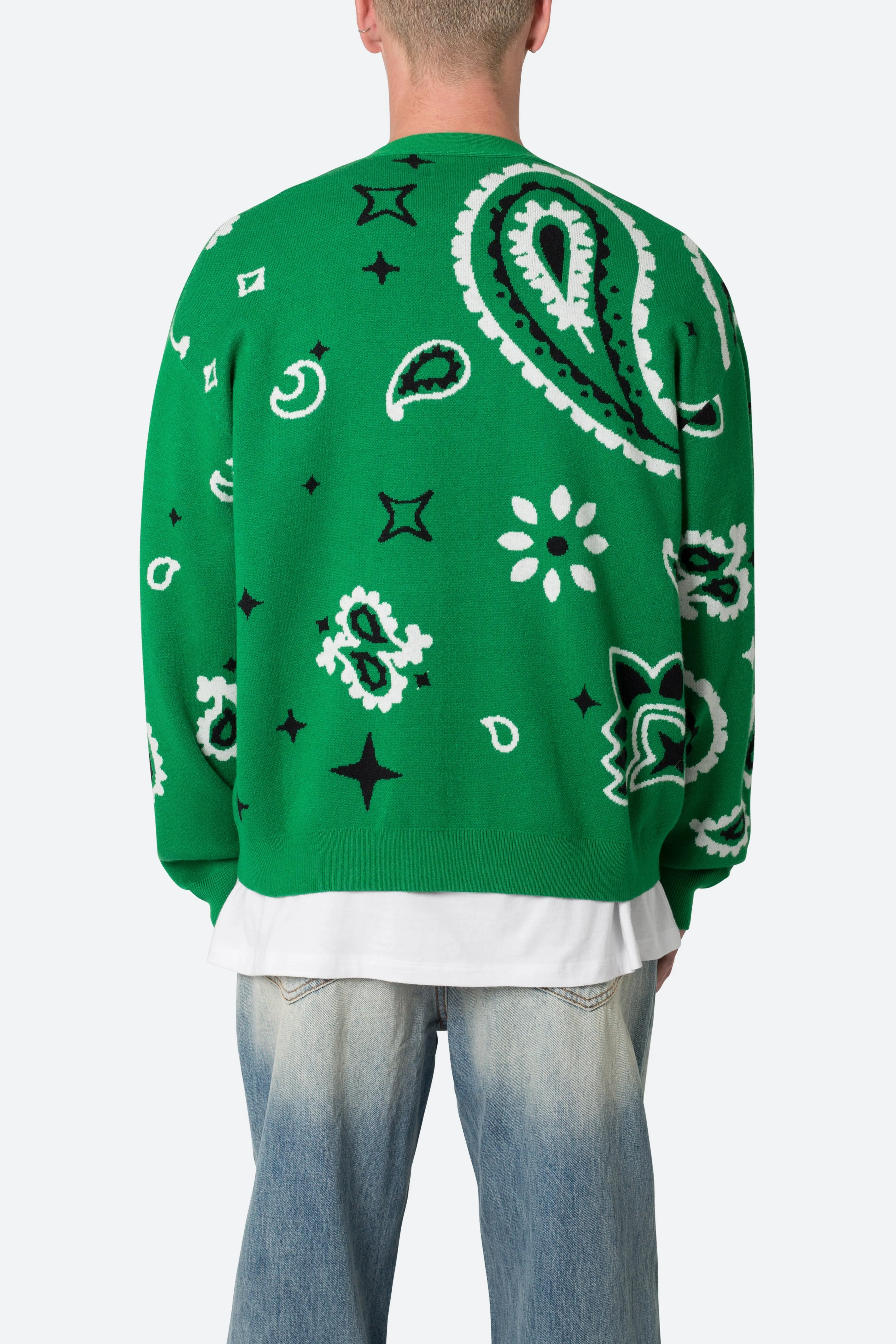 Paisley Cardigan Sweater - Green