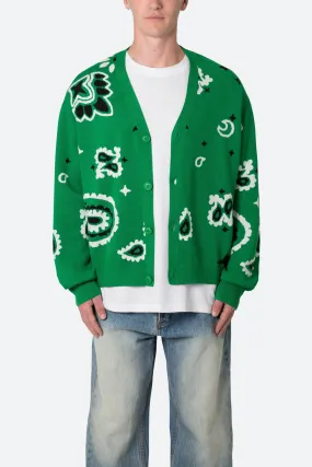 Paisley Cardigan Sweater - Green