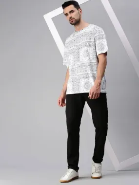 Paisley White Oversized All Over Printed Tshirt