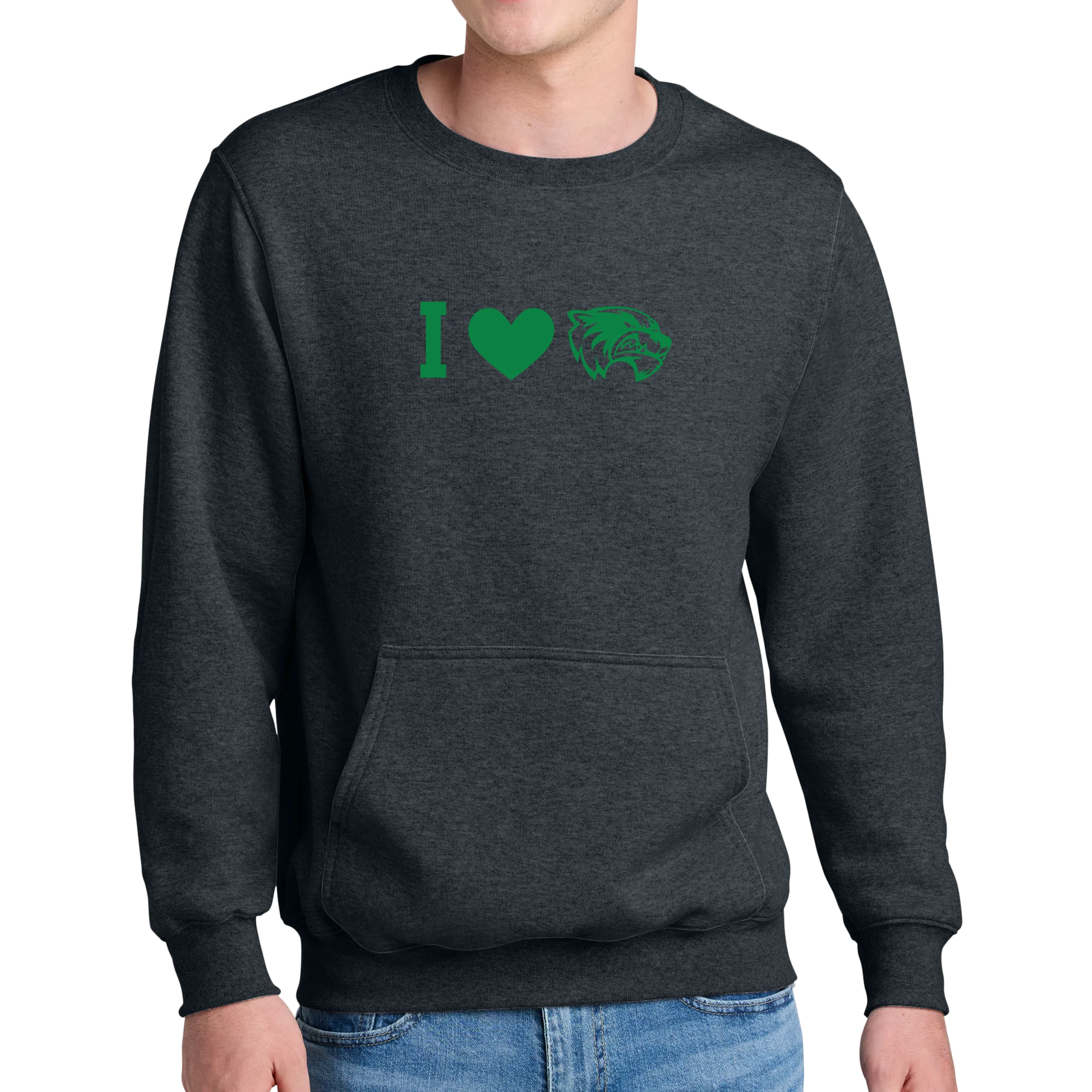 Port & Company® Core Fleece Crewneck Pocket Sweatshirt - I Love Wolverine