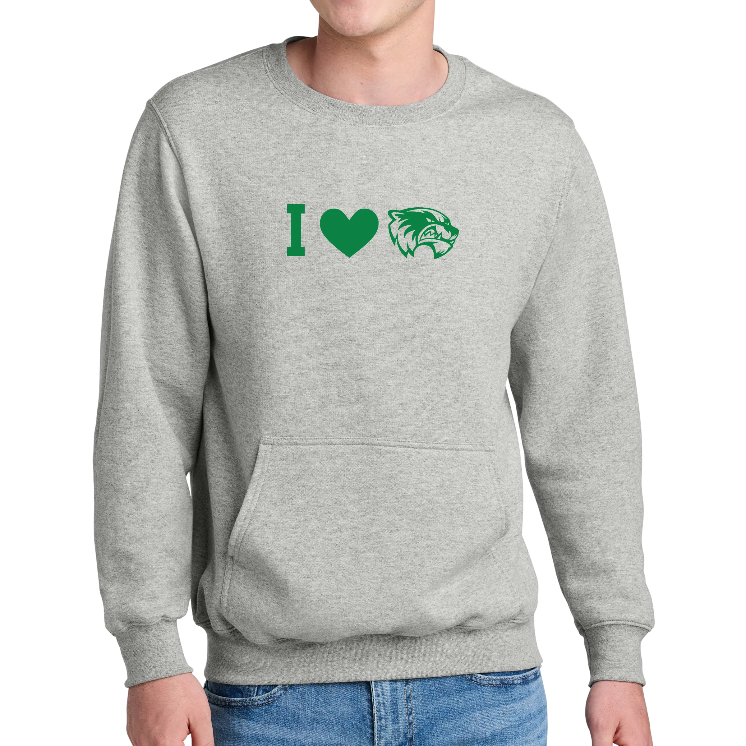 Port & Company® Core Fleece Crewneck Pocket Sweatshirt - I Love Wolverine