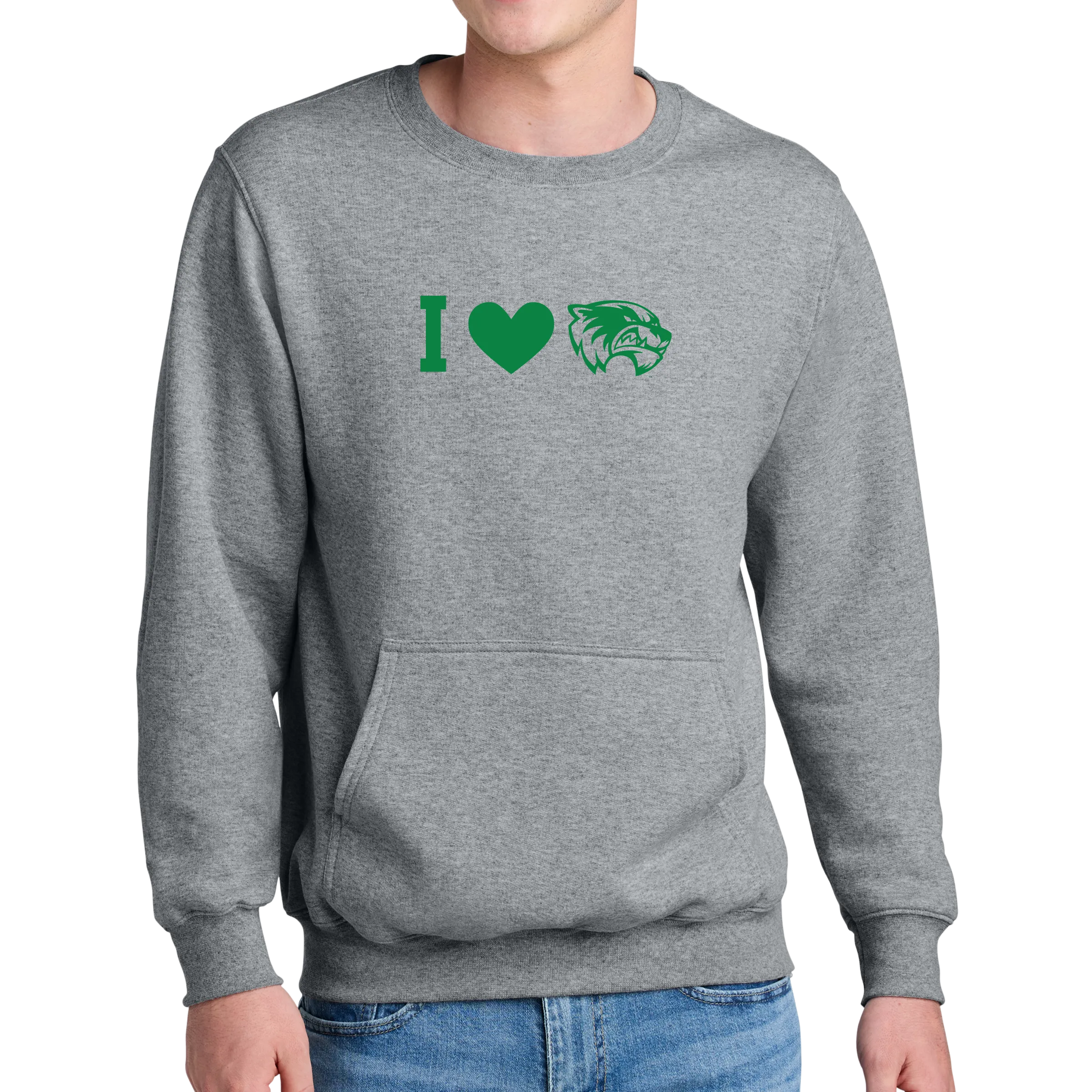 Port & Company® Core Fleece Crewneck Pocket Sweatshirt - I Love Wolverine