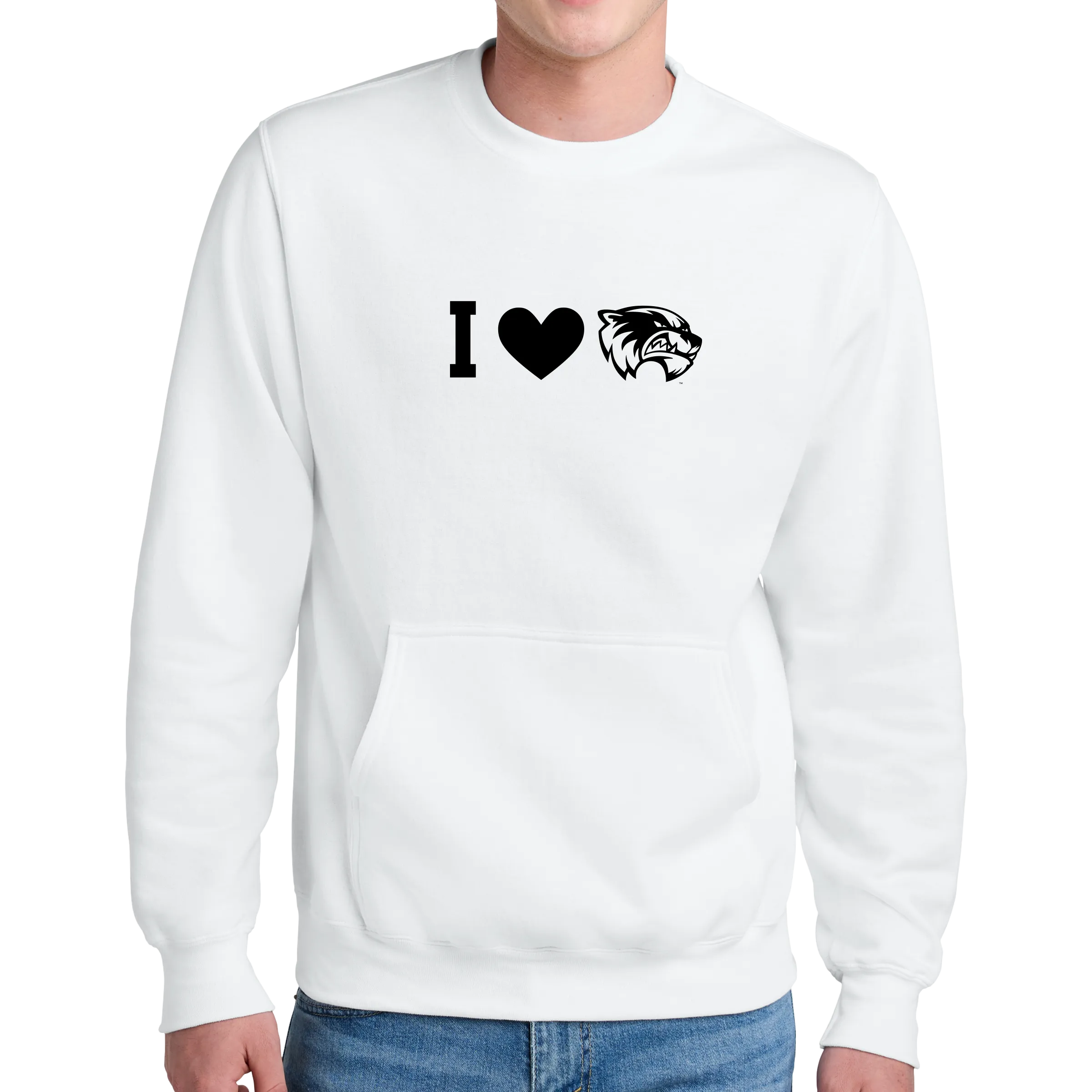 Port & Company® Core Fleece Crewneck Pocket Sweatshirt - I Love Wolverine