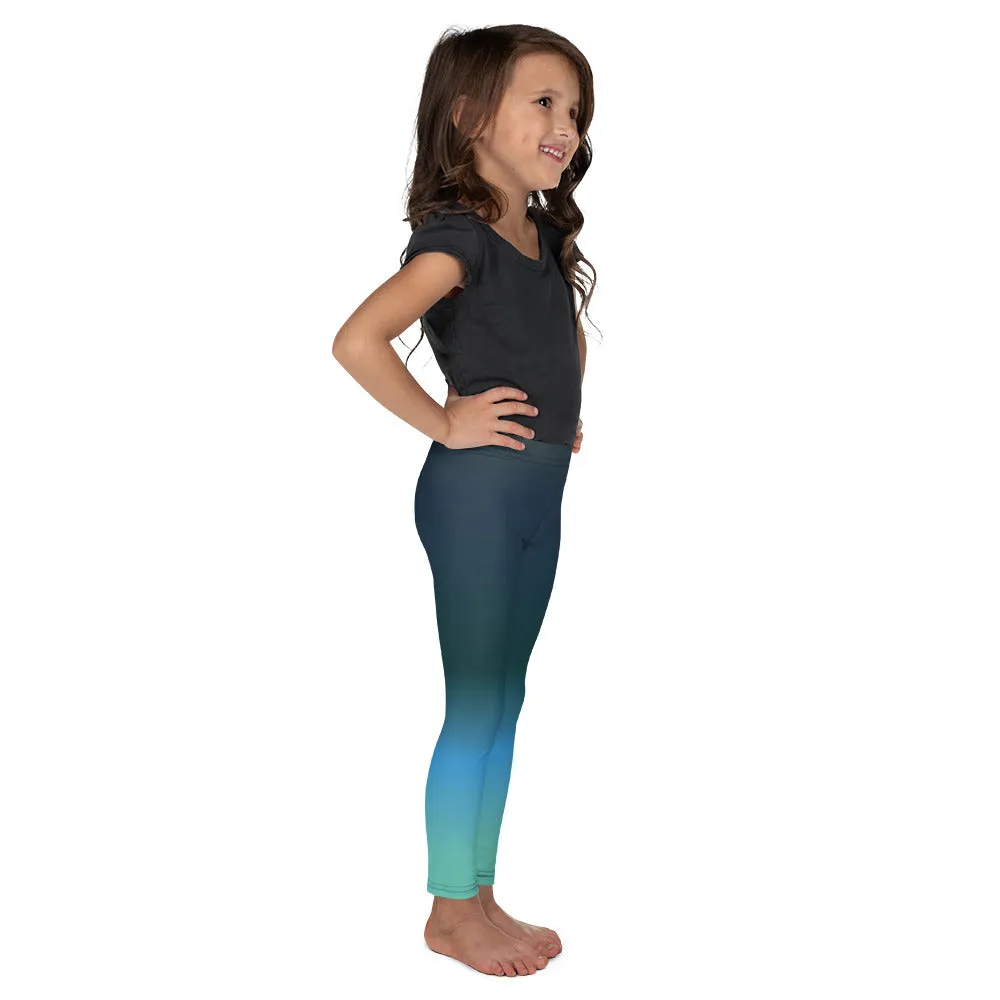 Reverse Olive Blue Gradient Kid's Leggings, Toddler, Girls and Boys Matching Family Outfits