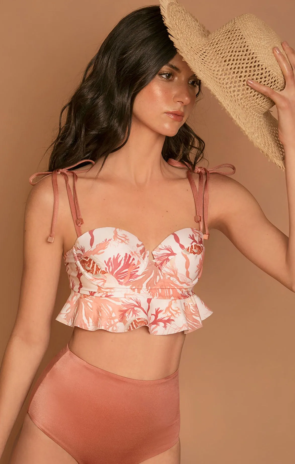 Rose Coral Bandeau Bikini Top