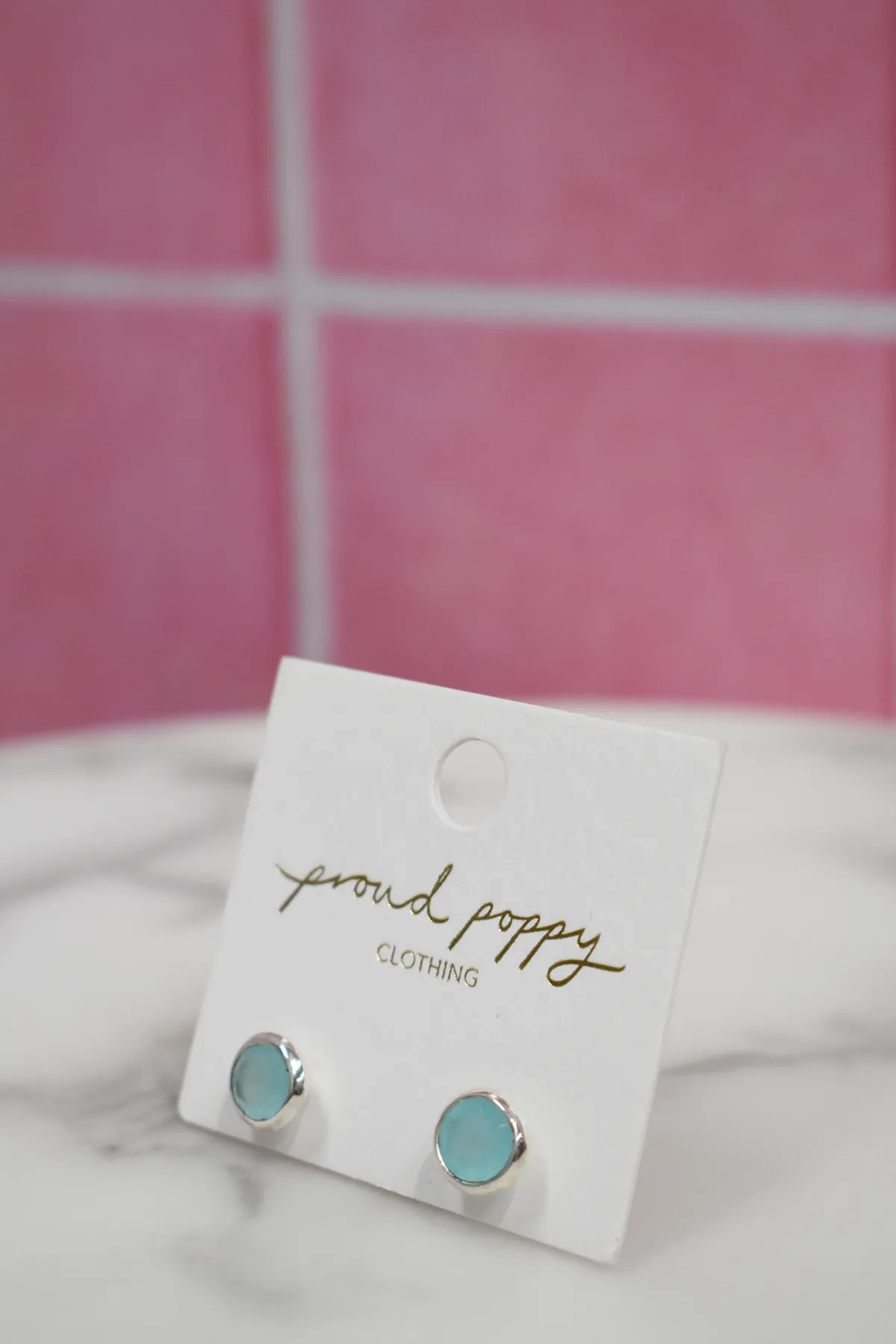 Slatwall Hook Earrings in Aqua Chalcedony