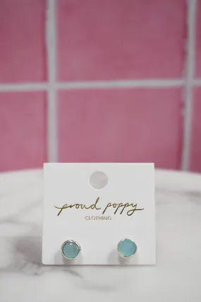 Slatwall Hook Earrings in Aqua Chalcedony