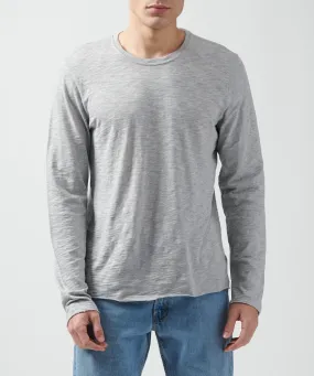 Slub Jersey Long Sleeve Destroyed Wash Tee - Heather Grey