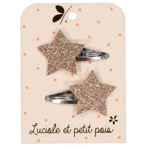 Star Hair Clips - Gold Glitter