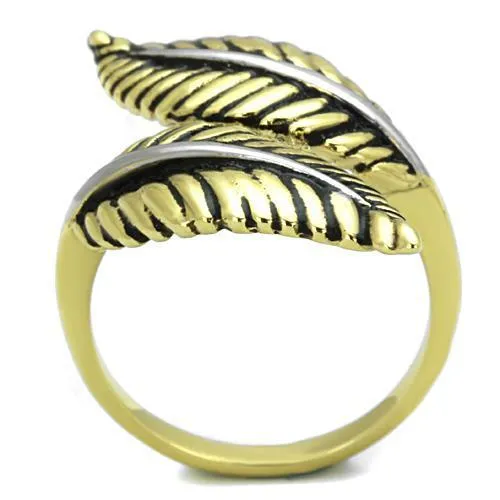 TK1707 Two-Tone IP Gold (Ion Plating) Stainless Steel Ring with Epoxy in Jet