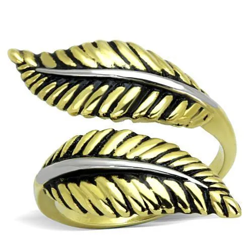 TK1707 Two-Tone IP Gold (Ion Plating) Stainless Steel Ring with Epoxy in Jet