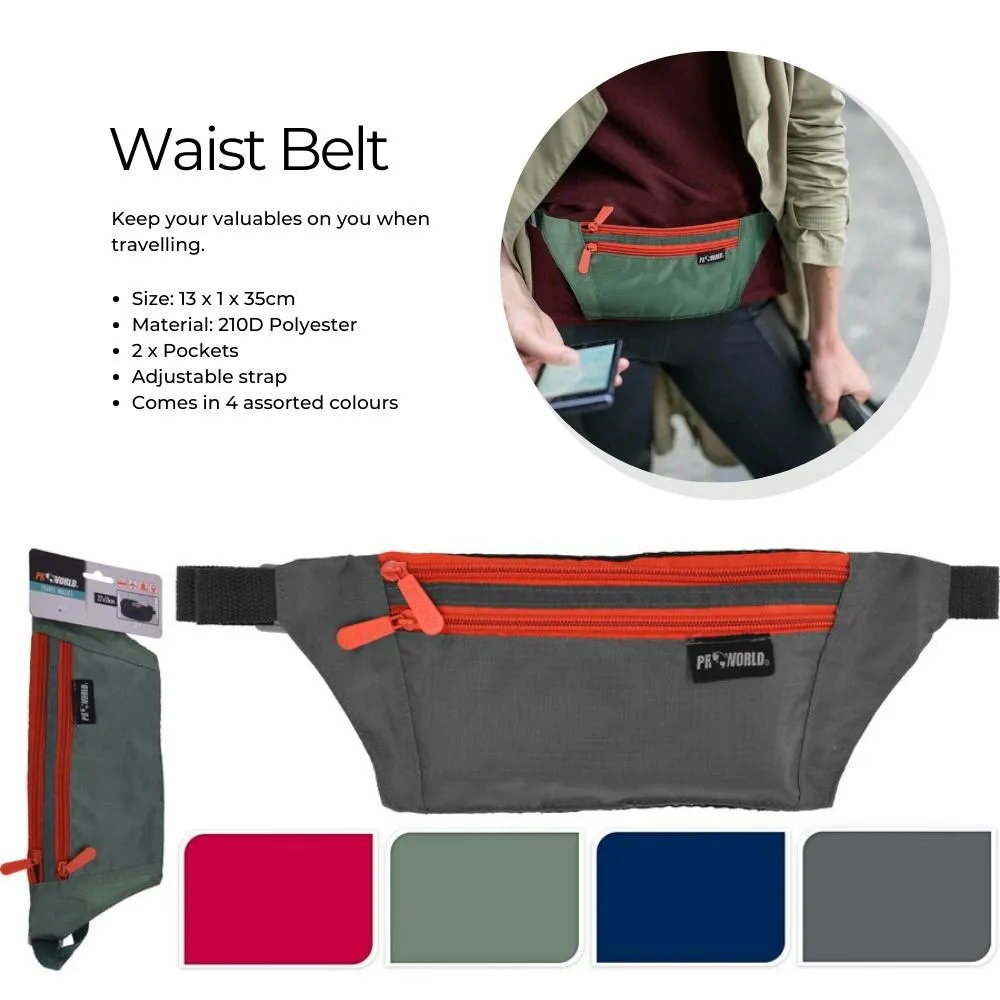 Travel Waist Belt - Moon-Bag with 2 Pockets & Adjustable Strap